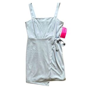 NWT BETSEY JOHNSON Women’s Powder Blue Faux Wrap Cocktail Dress Size 14